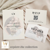 Editorial Ivory Monogram Photo Wedding Menükarte