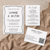 Moderne Schwarz-Weiß-QR-Code-Hochzeit RSVP Karte (Personalisiere diese Kollektion eines unabhängigen Creators.)