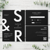 Moderne Minimalistische Schwarz-Weiß-Hochzeit Save The Date (Personalisiere diese Kollektion eines unabhängigen Creators.)