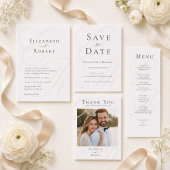 Minimalistisch Beige Monogram Custom Foto Wedding Save The Date