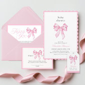 Elegante rosa Schleife Baby Shower  Pappteller