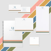 Minimalistischer Retro-Streifen Monogramm Post-it Klebezettel
