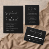 Moderne Signature Script Schwarz-weiß Wedding RSVP Karte (Personalisiere diese Kollektion eines unabhängigen Creators.)