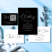 Minimalistisch Chic Schwarz-weiß QR Code Wedding R Mitteilungskarte