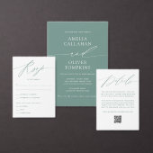 Grüne Minimalistische Hochzeit Einladung (Personalisiere diese Kollektion eines unabhängigen Creators.)