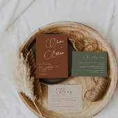 Terracotta Minimalistisch Wedding RSVP QR Code Car Mitteilungskarte