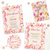 Modernes Retro Abstrakt rosa Brautparty laden ein Postkarte