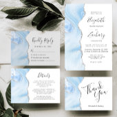 Modern Agate Baby Blue Silver Save the Date Card Einladung