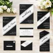 Elegante, moderne Schwarz-Weiß-Hochzeit Einladung