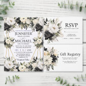 Schwarz-Weiß-Blume Hochzeitsfeiern Einladung (Personalisiere diese Kollektion eines unabhängigen Creators.)