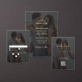 Black 3 Foto Overlay Wedding Order of Service Programm (Personalisiere diese Kollektion eines unabhängigen Creators.)