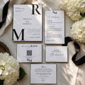 Moderne Schwarz-Weiß-Monogramm Save-the-Date-Karte Save The Date