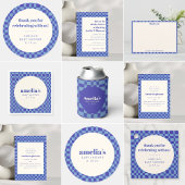 Abstract Checkerboard Blue Custom Baby Shower Dankeskarte