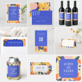 Moderne blaue Künstlerische Abstrakte botanische H RSVP Karte