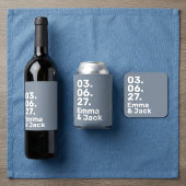 Minimal grey bold modern wedding date and names rechteckiger pappuntersetzer