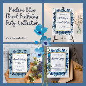 Moderne Blue Floral Rücksendeadresse
