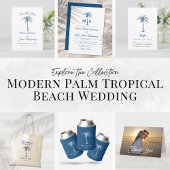 Bride Stam Blue Tropical Palm Tree Custom Flachmann