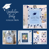 Modern Elegant Blue White Photo Graduation   Ankündigung