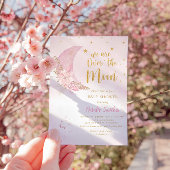 Boho Pink Wasserfarbe über der Mond Babydusche Runder Aufkleber