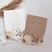 Modern Bohemian Beige Floral Wedding RSVP Karte