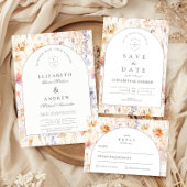 Moderne Botanische Florale Hochzeit Einladung
