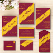 Elegante moderne Burgundy- und Gold-Extravagant-Ba Einladung