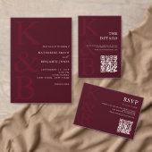 Modern Burgundy Minimalist Photo Wedding Save The Date (Personalisiere diese Kollektion eines unabhängigen Creators.)