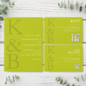 Modern Chartreuse Monogram Minimalist Wedding RSVP Karte (Personalisiere diese Kollektion eines unabhängigen Creators.)