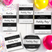 Moderne Schwarz-Weiß Streifen Elegant Geburtstag Serviette