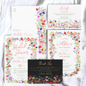 Moderne schicke, helle, wilde Blume Brautparty Einladung
