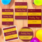 Eleganter Burgund und Gold Streifen Moderne Geburt Serviette