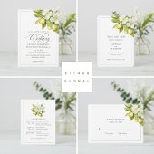 Citrus Floral Wedding Save the Date Einladung
