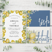 Moderne Wasserfarben-Zitronen und Blumenhochzeiten Einladung (Personalisiere diese Kollektion eines unabhängigen Creators.)