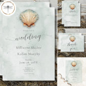 Moderne Küste Seashell Aqua Wedding Dankeskarte