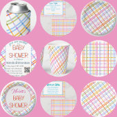 Modern Colorful Plaid Baby Shower Theme Einladung