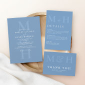Modern Dusty Blue QR Code Wedding Online RSVP Card Begleitkarte
