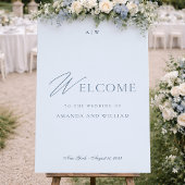 Minimal Dusty Blue Wedding Table Numbers 1–19 Dankeskarte