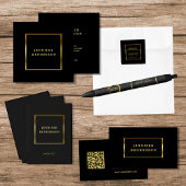 Modernes, berufliches Schwarz-Gold-Logo Quadratische Visitenkarte