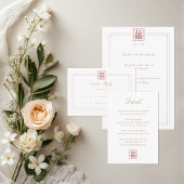 Modernes chinesisches Hochzeitsmenü mit doppeltem 