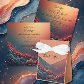 Modern Elegant Gold Marble Navy Terracotta Wedding Einladung