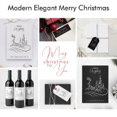 Moderne Elegante Frohe Weihnachtsbaum und Rentier Geschenktüte Für Weinflaschen