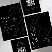 Moderne Schwarz-Weiß-Elegante Minimalistische Hoch Save The Date