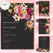 Moderne elegante Sommermesse Schwarze Hochzeit Save The Date