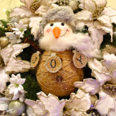Fun Farmhouse Burlap Snowman Karierter Scarf & But Keramikornament