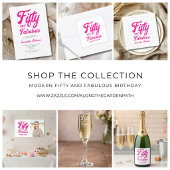 Modern Fifty and Fabulous Pink 50th Birthday Party Serviette