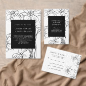 Moderne botanische Schwarz-Weiß-Hochzeit mit Blume Einladung (Personalisiere diese Kollektion eines unabhängigen Creators.)