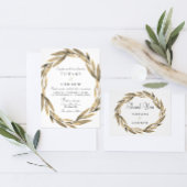 Elegant Gold Leaf Wreath Wedding Address Label Adressaufkleber