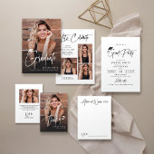 Modern Grad Cap Script Simple Photo Graduation Postkarte