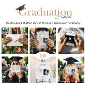 Moderner Abschluss Schwarz-Weiß-Graduierte Ankündigung