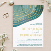 Agate Watercolor Gold Aquamarin Green Wedding Prog